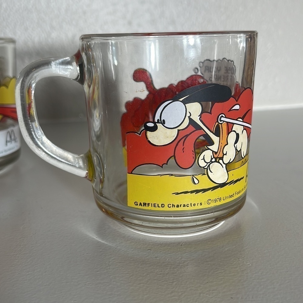 VTG McDonald's Garfield & Odie Glass Cup Mug 1978 X2 - Picture 6 of 8